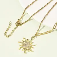 304 Stainless Steel Micro Pave Clear Cubic Zirconia Pendant Necklaces for Women