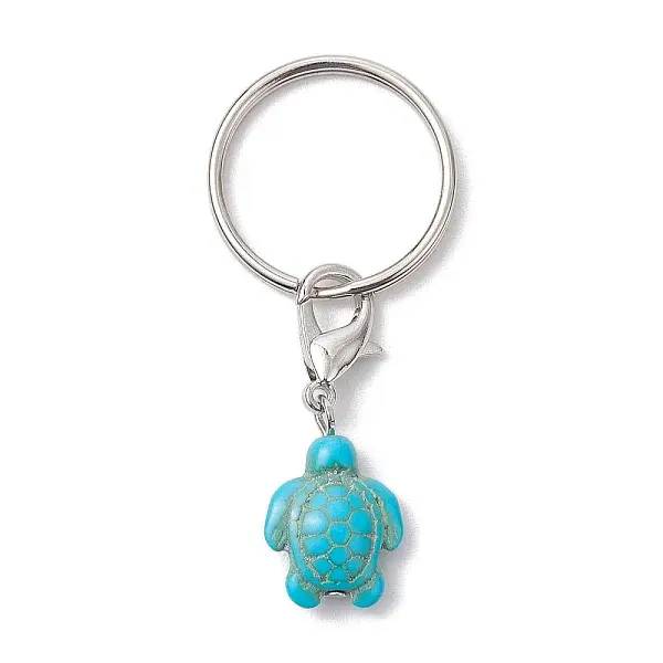Turtle Dyed Synthetic Turquoise Keychain