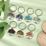 7Pcs Natural & Synthetic Mixed Stone Tree of Life Keychains