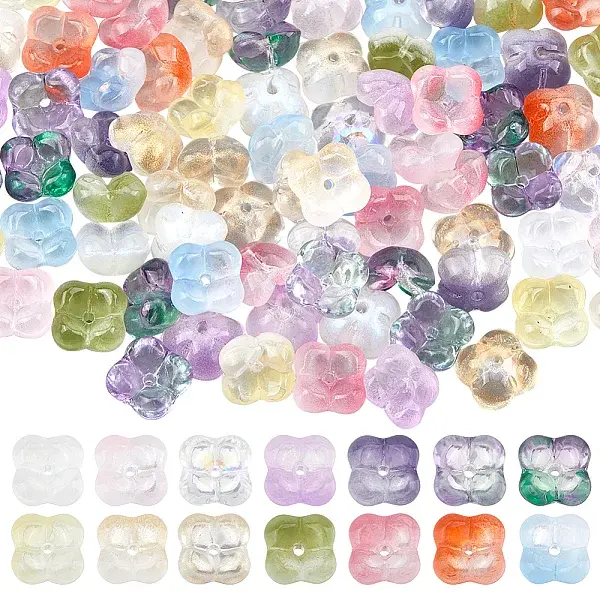 112Pcs 14 Colors Transparent Handmade Lampwork Beads