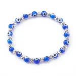 Handmade Round Evil Eye Lampwork Beaded Stretch Bracelets