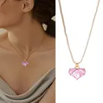 1Pc Hot Pink Heart Zinc Alloy Glass Pendant Box Chain Necklaces for Women