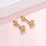 Cross 925 Sterling Silver Micro Pave Clear Cubic Zirconia Stud Earrings