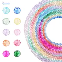 10Strands 10 Colors Transparent Painted Glass Beads Strands