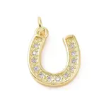 Brass Micro Pave Cubic Zirconia U Shape Charms