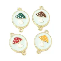 Autumn Brass Enamel Mushroom Links Connector Charms