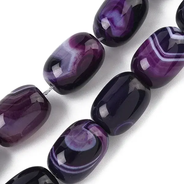 Natural Banded Agate/Striped Agate(Dyed & Heated) Beads Strands