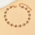 Bohemian Style Brass Enamel Butterfly Link Anklets