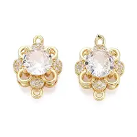 Brass Pave Clear Cubic Zirconia Connector Charms