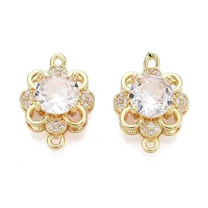 Brass Pave Clear Cubic Zirconia Connector Charms