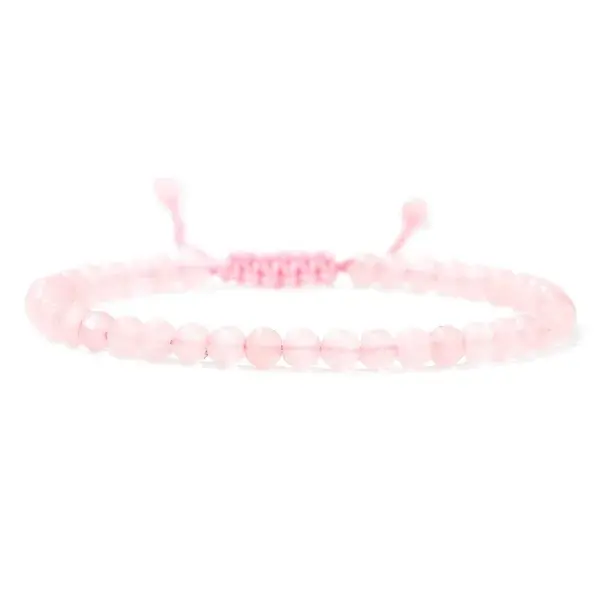 Adjustable Women's Rose Quartz Beaded Bracelet