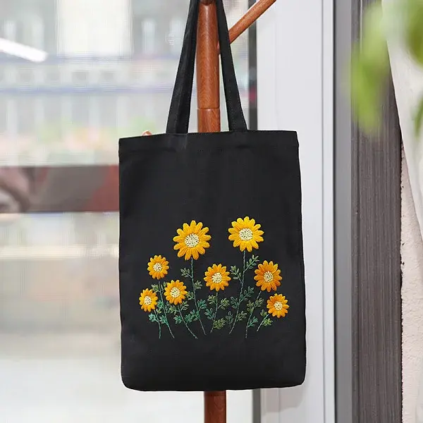 DIY Sunflower Pattern Tote Bag Embroidery Kit