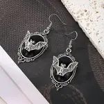 Halloween Bat Alloy Glass Dangle Earrings