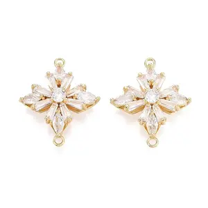 Brass Pave Clear Cubic Zirconia Connector Charms