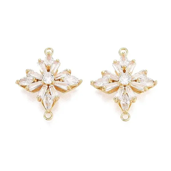 Brass Pave Clear Cubic Zirconia Connector Charms
