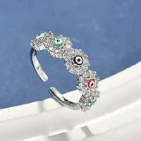 Brass Micro Pave Cubic Zirconia Cuff Rings for Women