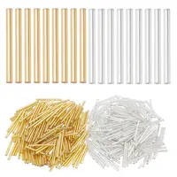 400Pcs 2 Style Transparent Glass Round Bugle Beads