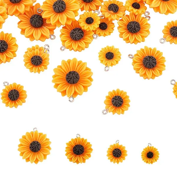 40Pcs 4 Style Opaque Resin Pendants