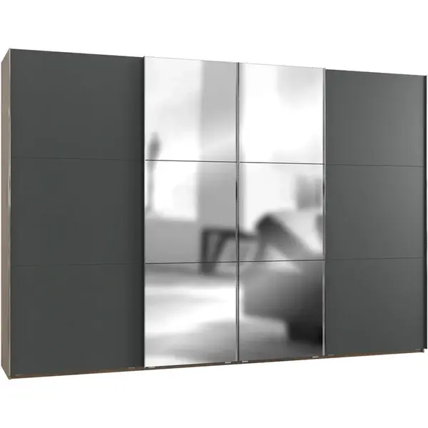 MID.YOU SKŘÍŇ S POSOUVACÍMI DVEŘMI, barvy grafitu, barvy dubu, 350/236/65 cm