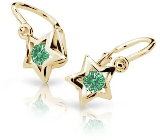 Cutie Jewellery Zlaté detské náušnice C1942-10-X-1 zelená