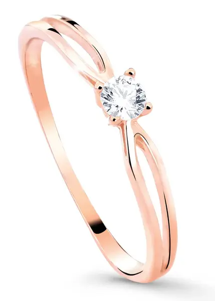 Cutie Jewellery Nežný trblietavý prsteň z ružového zlata Z8027-10-X-4 52 mm