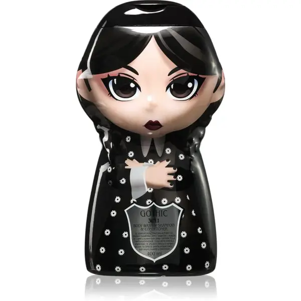 Wednesday Gothic Dark šampón, kondicionér a sprchový gel 3 v 1 pro děti Blueberry 400 ml