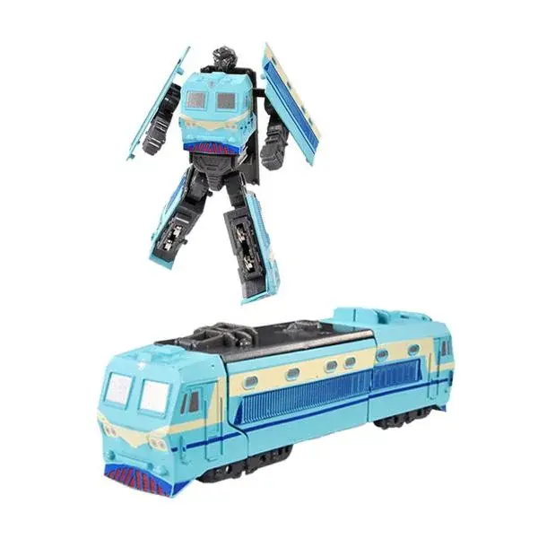 Kovový robot rozkládací lokomotiva modrá