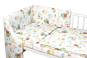 Baby Nellys Mantinel s povlečením Premium, 3D sada, Včelky a Berušky - bílá, 120x90cm