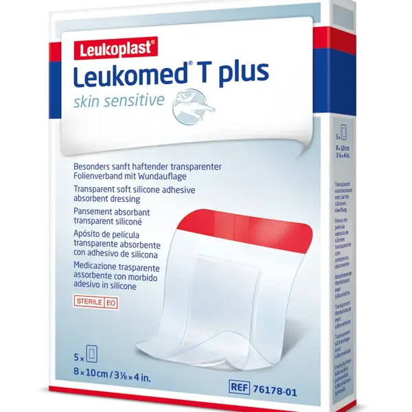 Leukoplast Leukomed T plus skin sensitive 8x10 cm absorpční krytí 5 ks