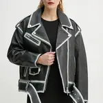 Kožená bunda Stand Studio Irene Jacket dámská, černá barva, přechodná, 62272-7030