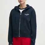 Bavlněná mikina Tommy Hilfiger dámská, tmavomodrá barva, s kapucí, hladká, WW0WW44632