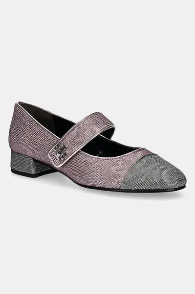 Semišové lodičky Tory Burch Cap-Toe Mary Jane Pave Heel Ballet