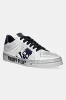 Kožené tenisky Philipp Plein Lo-Top Retrokickz TM bílá barva, USC0634 PLE005N 0114