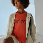 Dětské bavlněné tričko BOSS oranžová barva, s potiskem, J52034