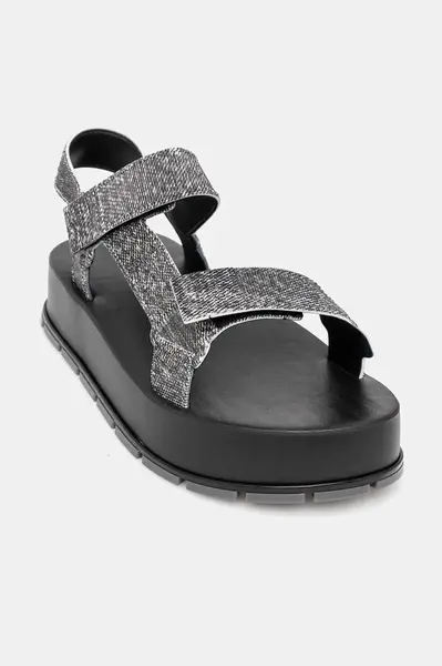 Sandály Melissa FLOWING PLATFORM DENIM dámské, černá barva, na platformě, M 36132