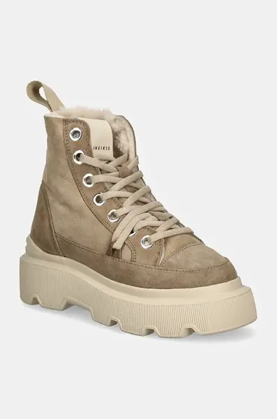 Semišové boty Inuikii Matilda Shearling béžová barva, na platformě, zateplené, 1002.002.0012.250