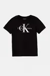 Dětské bavlněné tričko Calvin Klein Jeans černá barva, s potiskem, IU0IU00676