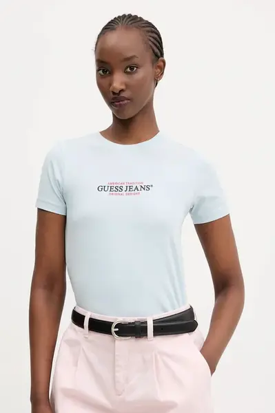 Tričko Guess Jeans modrá barva, W4YI03 J1314