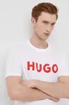 Bavlněné tričko HUGO bílá barva, s potiskem, 50467556