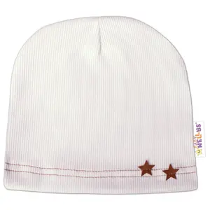 Baby Nellys Žebrovaná čepice Hvězdičky - bílá, vel. 92/98 vel.  92/98