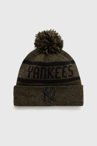 Čepice z vlněné směsi New Era zelená barva, z husté pleteniny, NEW YORK YANKEES