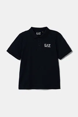 Dětská bavlněná polokošile EA7 Emporio Armani tmavomodrá barva, s potiskem, 7B000022 AF10378