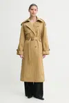 Bavlněný trenčkot Ivy Oak zelená barva, oversize, IO111146
