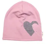 Baby Nellys Dětská čepice bavlna, Srdíčka s kamínky,  pudrová