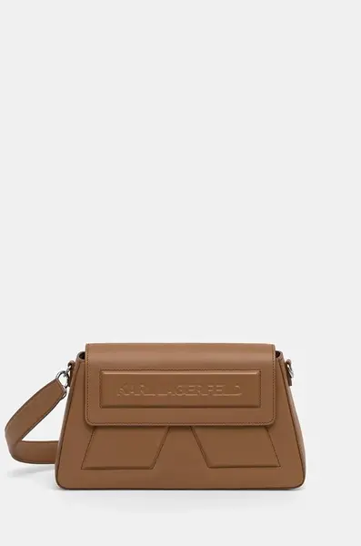 Kožená kabelka Karl Lagerfeld IKON/K hnědá barva, A1W30154