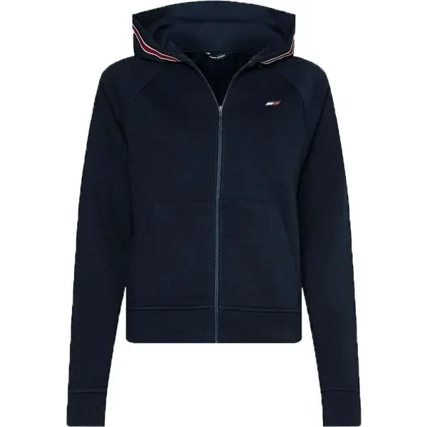 Tommy Hilfiger REGULAR TOMMY TAPE ZIPPER HOODIE Dámska mikina, tmavo modrá, veľkosť