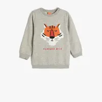 Koton Sweatshirt Lion Printed Long Sleeve Crew Neck