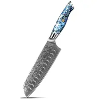 Damaškový kuchynský nôž Akio-Santoku/Modrá H37331