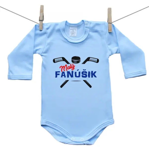 Boodyy Modré body s dlhým rukávom Malý fanúšik 74 (6-9 mesiacov)
