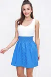 By Saygı Elastic Waist Patterned Burnt Skirt
